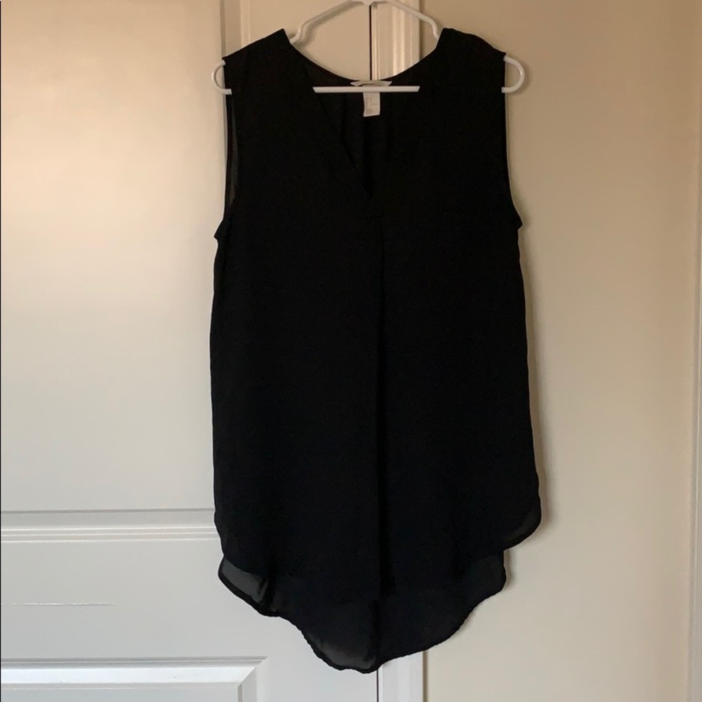 High-low, sheer black blouse
